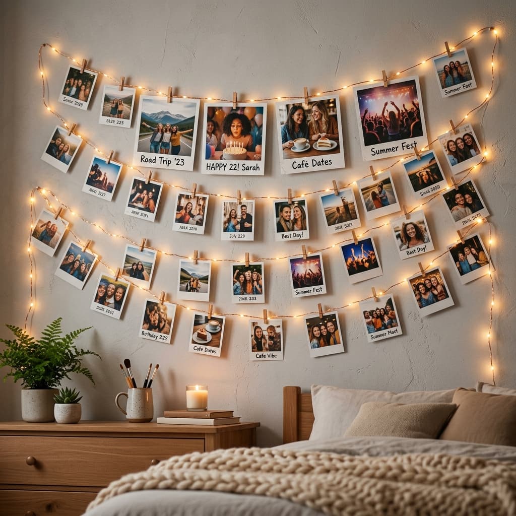 Polaroid Retro Clips String Light Grid